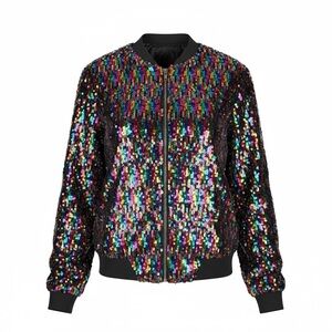 Colorful Sequin Zip-Up Jacket